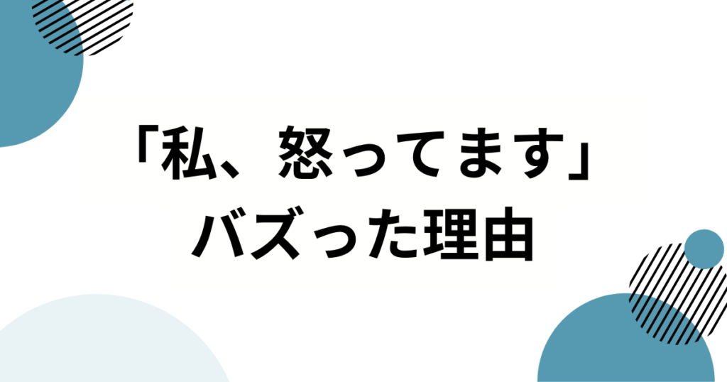 「私、怒ってます」元ネタとは？“ズレた配慮”をユーモラスに切り取る使い方を解説_理由01