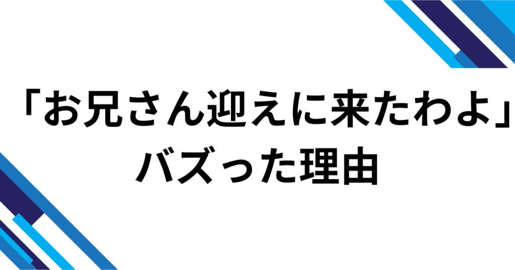 「お兄さん迎えに来たわよ」元ネタとは？上車舞ミームの由来・意味をわかりやすく解説_理由01