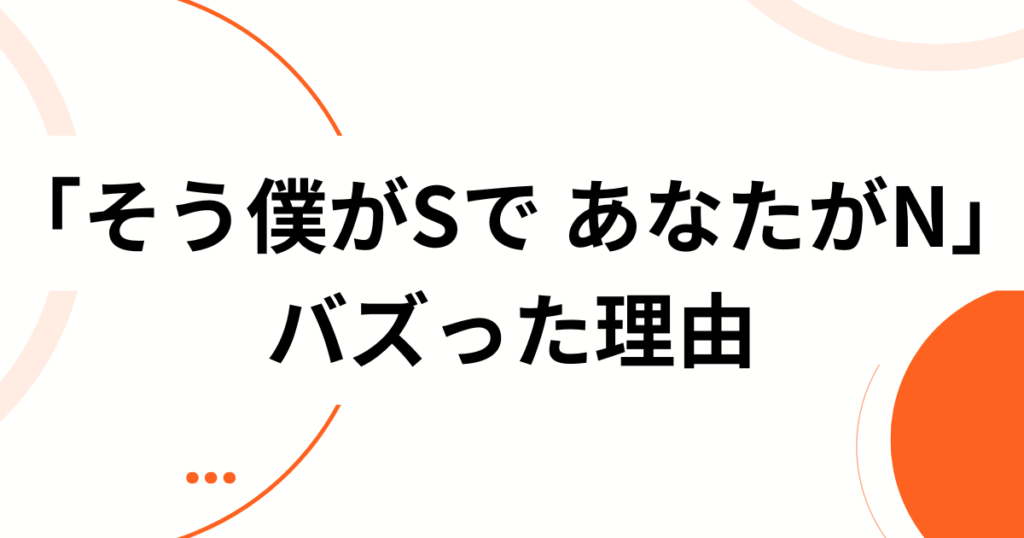 「そう僕がSで あなたがN」元ネタは？歌詞の意味とバズった理由を徹底解説_理由01