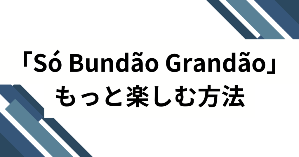 「Só Bundão Grandão」元ネタとは？中毒性抜群のブラジリアン・ファンクを徹底解説_方法01