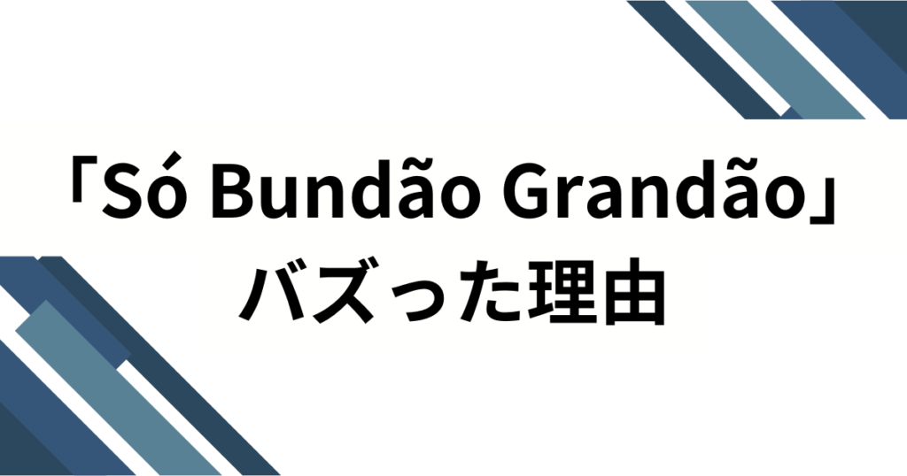 「Só Bundão Grandão」元ネタとは？中毒性抜群のブラジリアン・ファンクを徹底解説_理由01