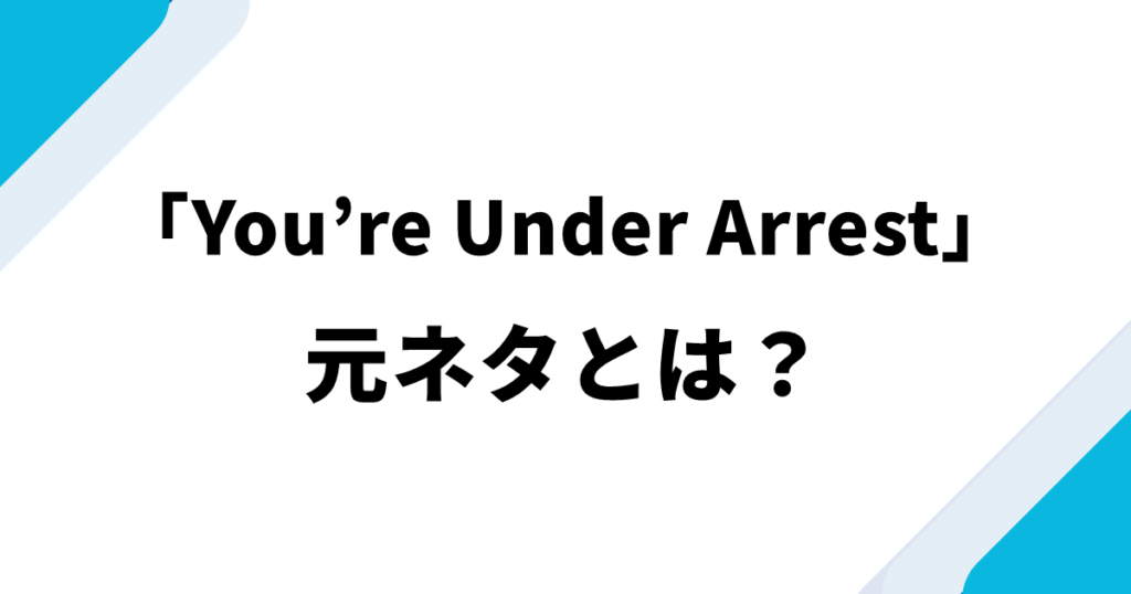 「You’re Under Arrest」元ネタとは?