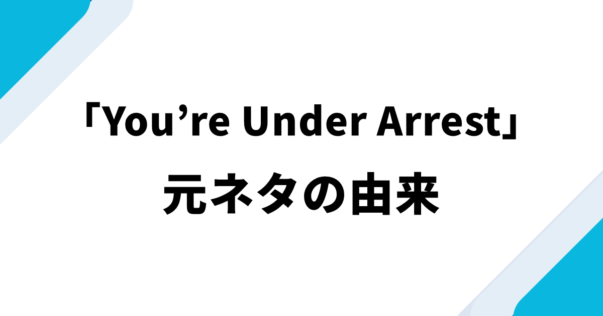 「You’re Under Arrest」元ネタの由来